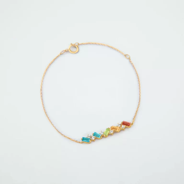 Brazalete de topacio azul, citrino y diamantes