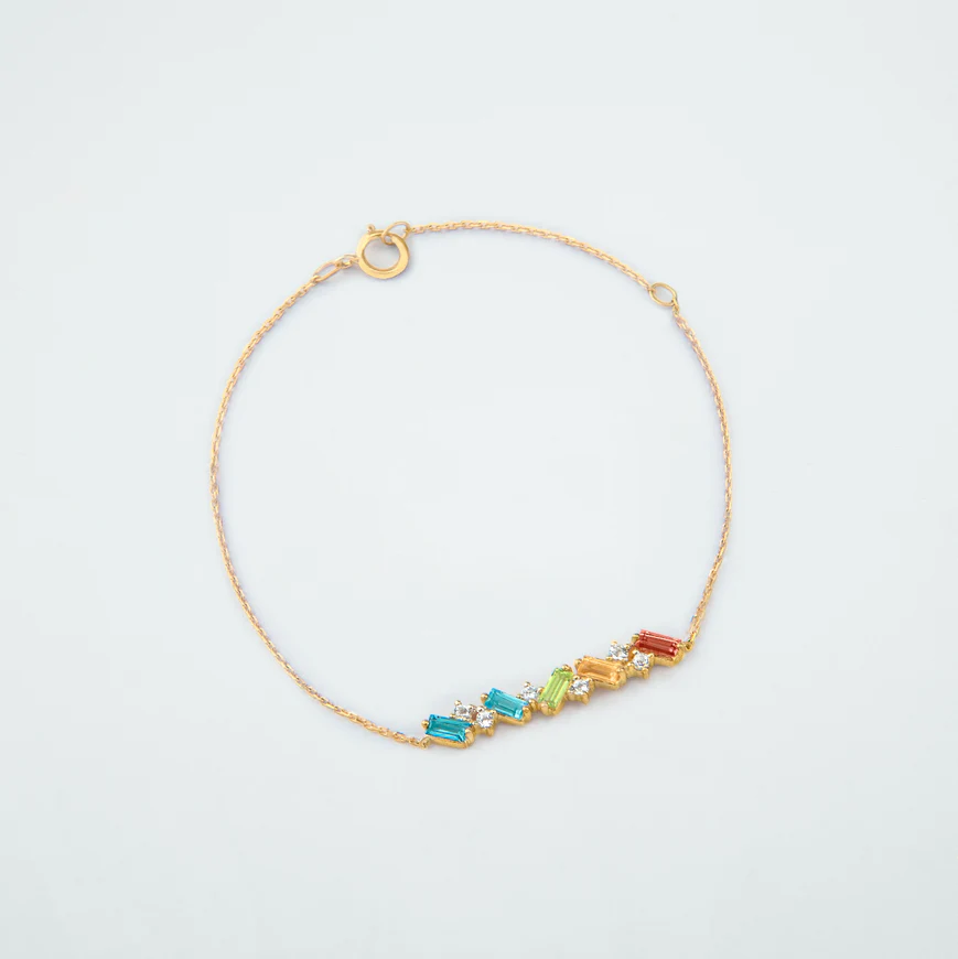 Brazalete de topacio azul, citrino y diamantes