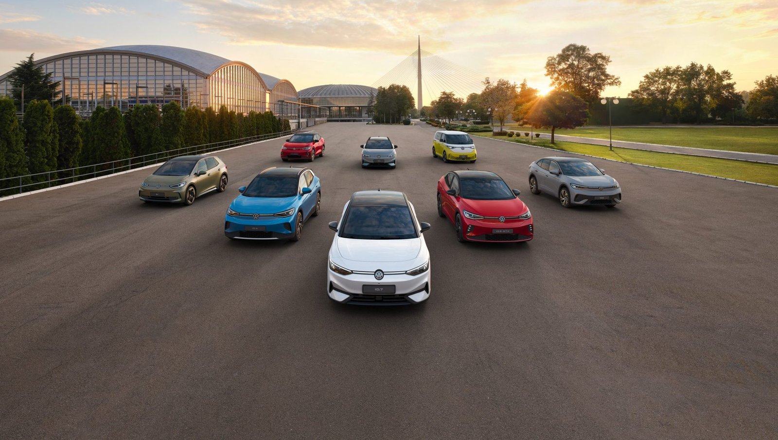 Vordere Reihe v.l.n.r.: ID.3, ID.4, ID.7, ID.5 GTX, ID.5