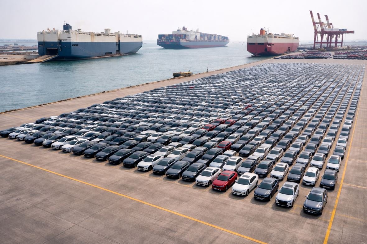 SUVs de distintas marcas chinas alineadas en México durante análisis de mercado