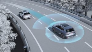 SUV Changan con sistemas ADAS mostrando sensores y asistencias de conducción en carretera