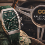 Reloj Franck Müller Edición Especial Rally Maya México 2026 con carátula verde jade y caja Vanguard Slim.