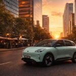Geely EX2 2026 vehículo eléctrico compacto en calle de ciudad