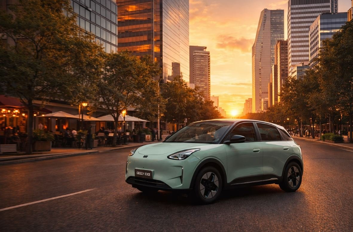 Geely EX2 2026 vehículo eléctrico compacto en calle de ciudad