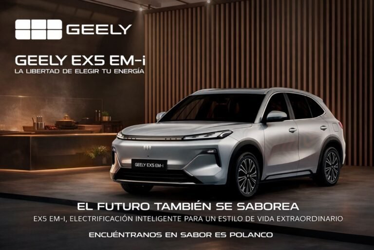 Vehículo Geely exhibido durante el festival gastronómico Sabor Es Polanco en Campo Marte