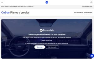 Aplicación OnStar mostrando funciones de control remoto y conectividad en vehículo GM