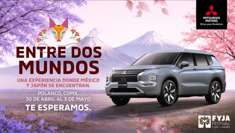 Instalación floral de Mitsubishi Motors en Polanco con origami y alebrijes en FYJA 2026