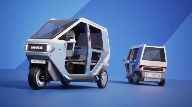Vehículo eléctrico de tres ruedas E3W desarrollado por Hyundai y TVS para movilidad urbana en India