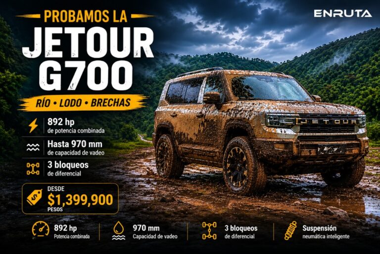 JETOUR G700 cruzando un río durante prueba de manejo en México