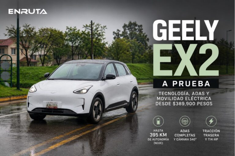 Geely EX2 eléctrica durante prueba de manejo en ciudad y carretera en México