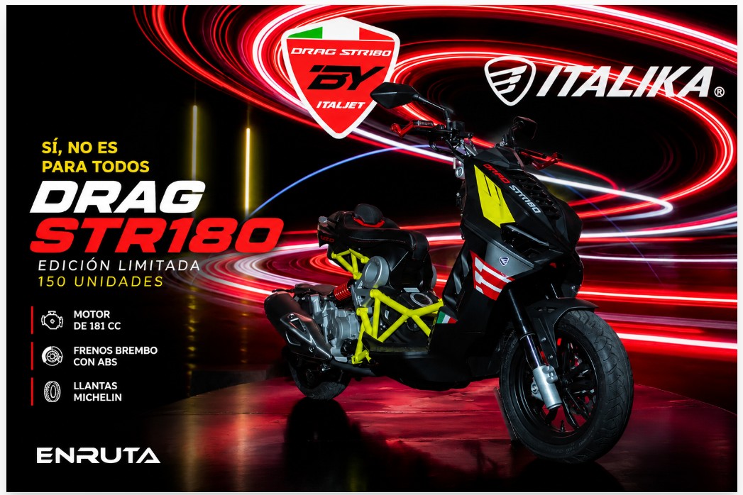 ITALIKA Drag STR180 con chasis tubular expuesto y componentes Brembo durante su presentación en México
