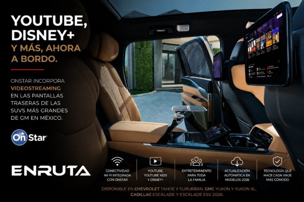 Pantallas traseras con YouTube y Disney Plus en Chevrolet Tahoe y Cadillac Escalade 2026