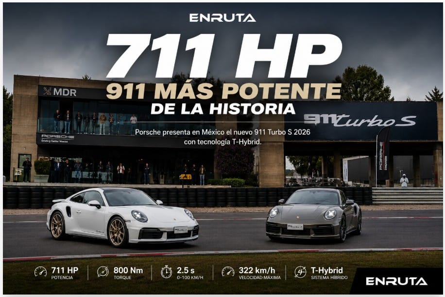 Porsche 911 Turbo S 2026 presentado en México con 711 hp y tecnología T-Hybrid