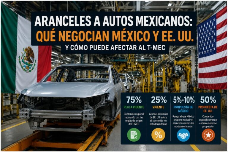 Autos fabricados en México ante la negociación de aranceles y reglas de origen del T-MEC con Estados Unidos