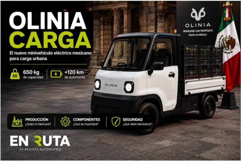 Olinia Carga, minivehículo eléctrico presentado en México con plataforma para transporte de mercancías
