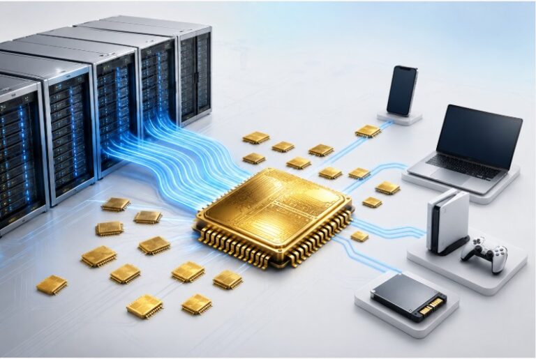 Chips de memoria entre servidores de inteligencia artificial, celulares, computadoras y consolas