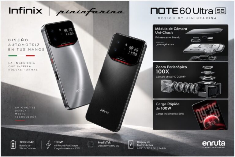 Infinix NOTE 60 Ultra 5G diseñado por Pininfarina disponible en México
