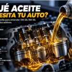 Diferentes aceites de motor 0W-20 y 5W-30 para explicar viscosidad y especificaciones