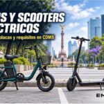 Bicicleta eléctrica y scooter estacionados en una calle de Ciudad de México.