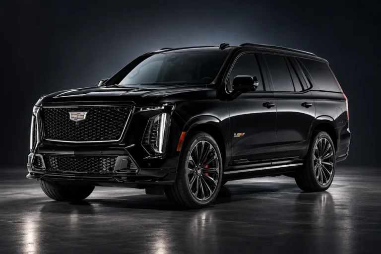 Cadillac Escalade-V Edición Checo Pérez 2026 en color negro, con diseño exclusivo inspirado en el piloto mexicano