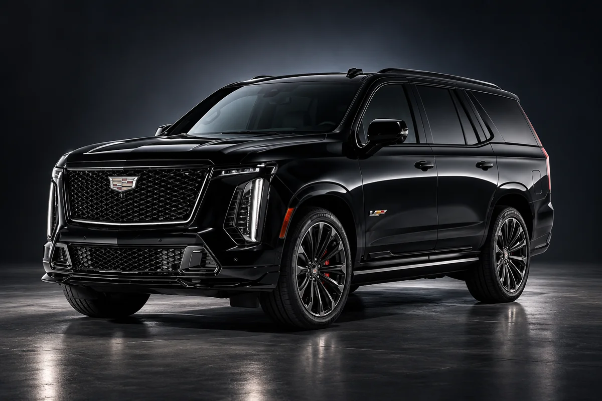Cadillac Escalade-V Edición Checo Pérez 2026 en color negro, con diseño exclusivo inspirado en el piloto mexicano