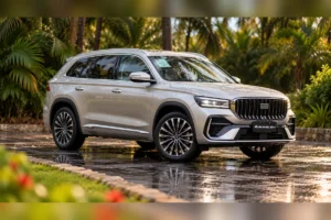 Geely Monjaro EM-i híbrida enchufable durante su presentación en Acapulco, México.