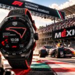 TAG Heuer Connected Calibre E5 Formula 1 Edition con caja negra y pantalla digital inspirada en un circuito